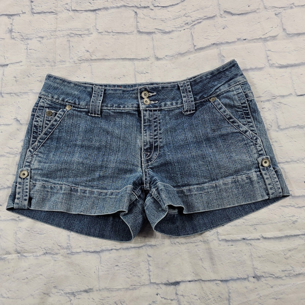 Mossimo Supply Co Denim Shorts Womens 15 Blue Low Rise Cuffed Y2K Medium Wash